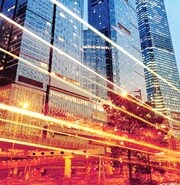 buildings with street lights
