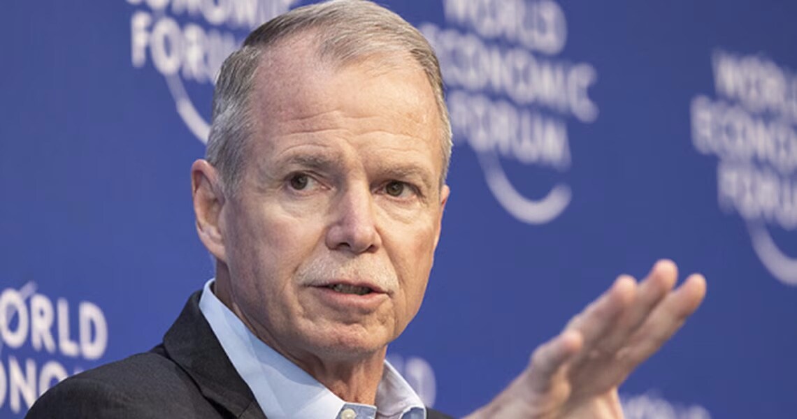 Johnson Controls CEO George Oliver speaking at the  World Economic Forum’s (WEF) annual meeting in Davos, Switzerland