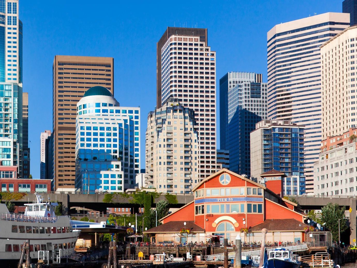 A view of a City with large buildings